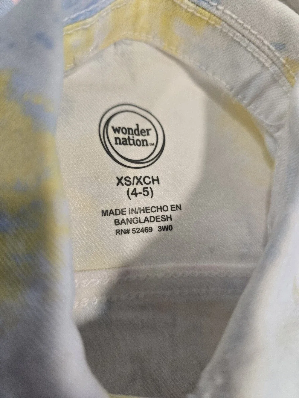 Girl's Fashion Tie Dye Denim‎ Jacket White & Yellow Size XS 4/5